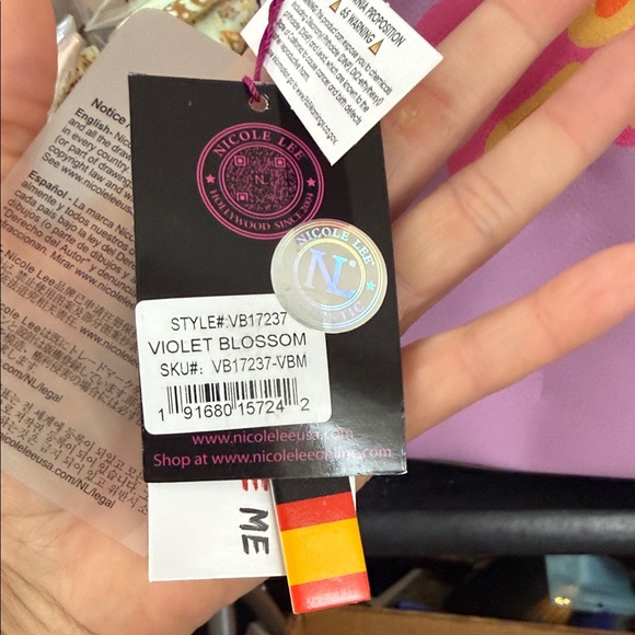 Nicole Lee Pink and Black Floral Satchel - Picture 3 of 6